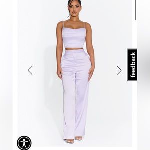 Naked Wardrobe - high & waisted gloss pants with back in the lace top
